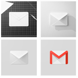 Todas as etapas da construção do ícone do Gmail